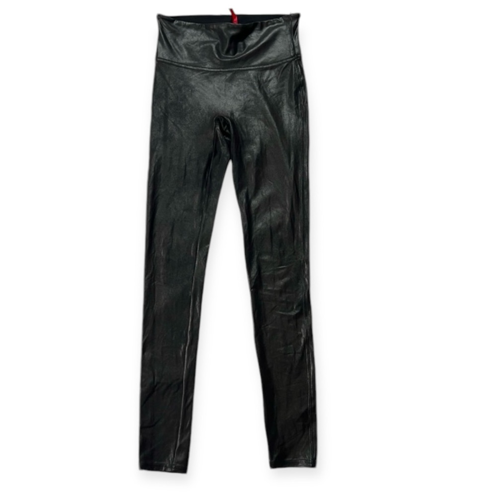 SPANX Black Faux Leather Leggings Women’s Size: Small Shapewear Shiny - Picture 2 of 7